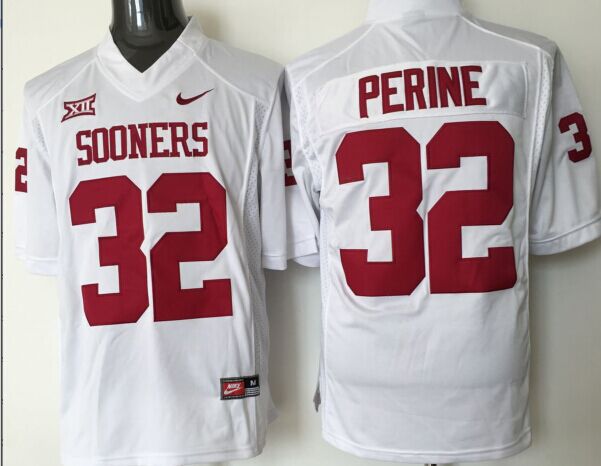Men Oklahoma Sooners #32 Perine White Nike 2025 NCAA Jersey->ncaa teams->NCAA Jersey